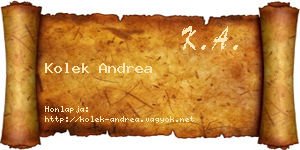 Kolek Andrea névjegykártya